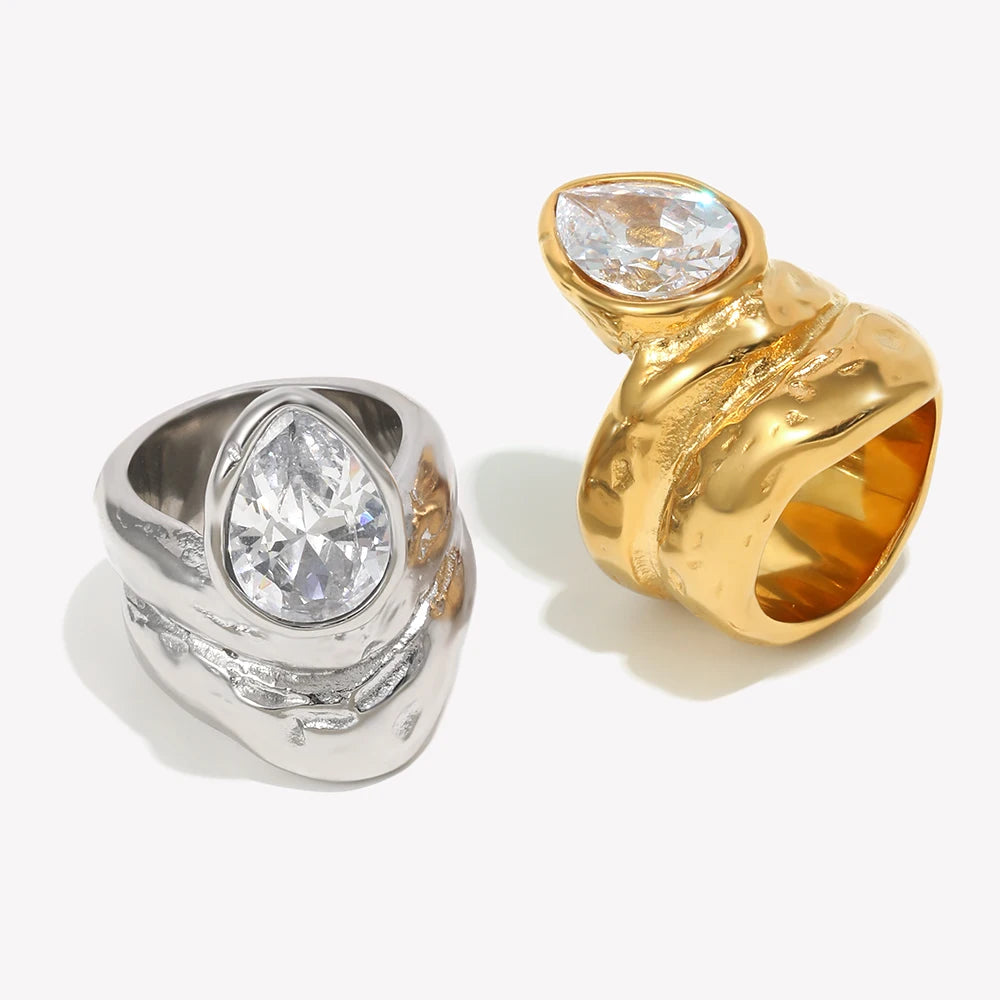 Anillo Waterdrop Teardrop Chunky
