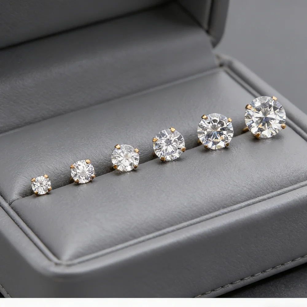 Pendientes Stud Zirconia Brillante