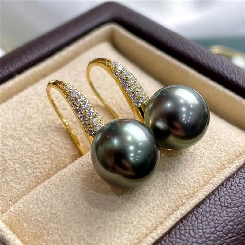 Pendientes Perla Tahití & Pavé Gold