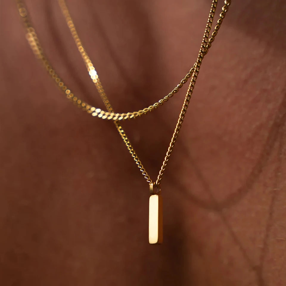 Collar Bar Minimal Gold & Steel