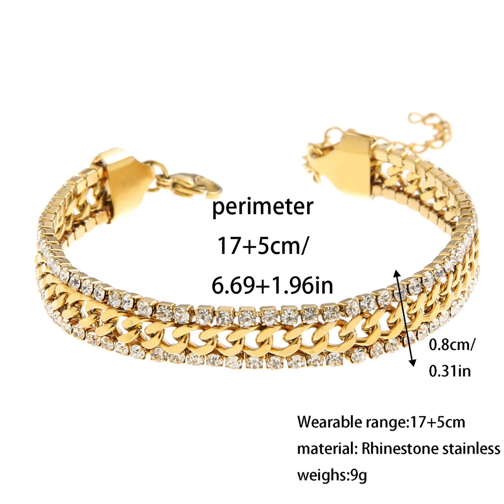 Pulsera Cuban Zirconia Triple Gold