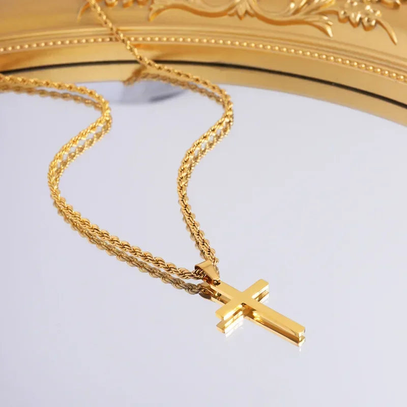 Collar Cross Minimal Rope Chain