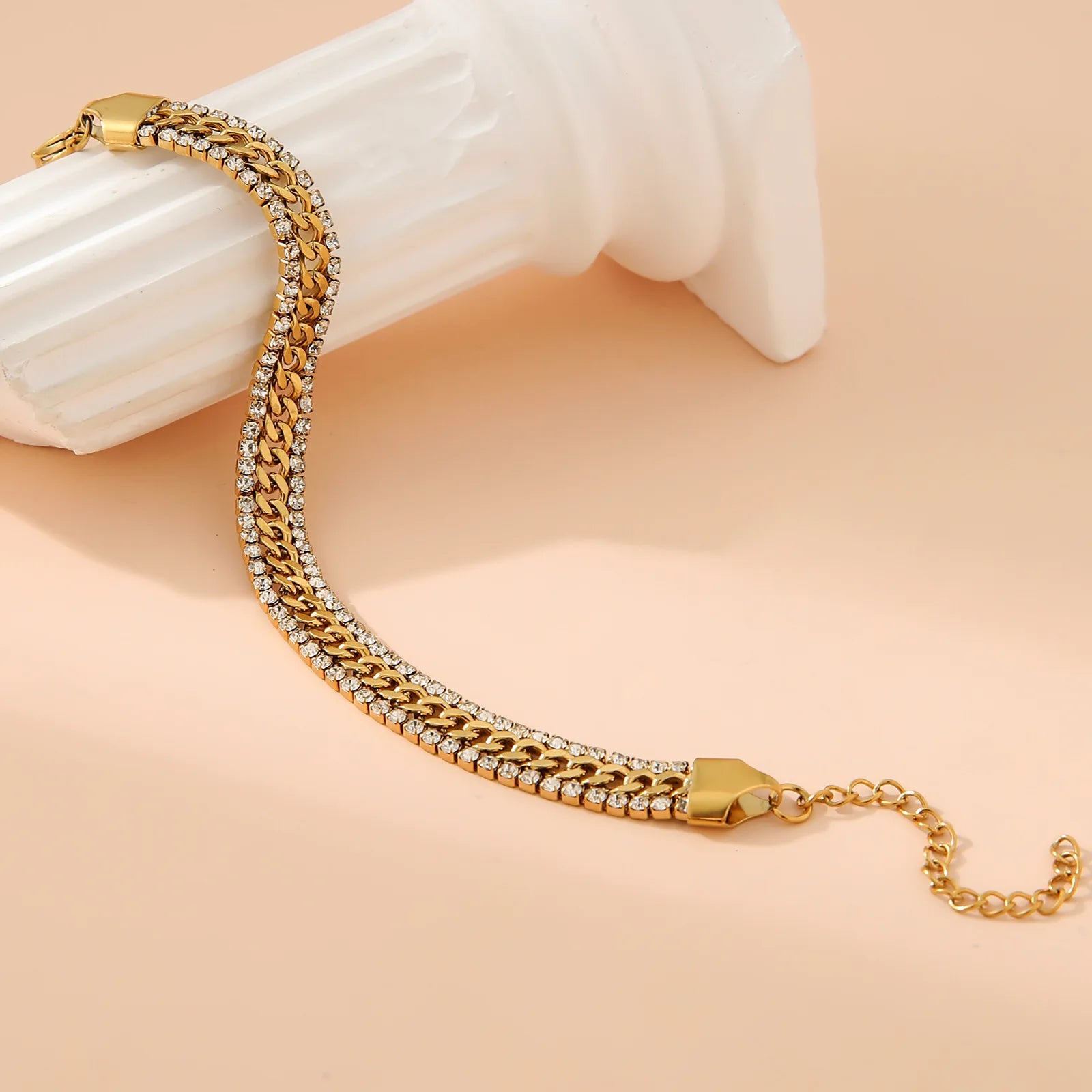 Pulsera Cuban Zirconia Triple Gold