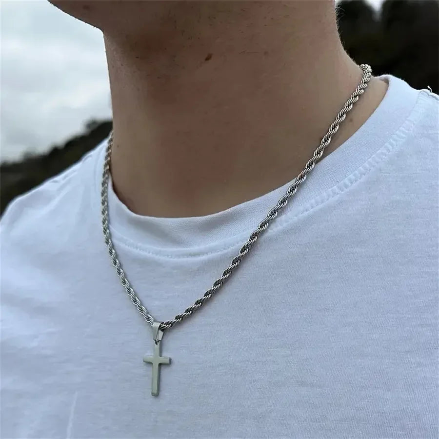 Collar Cross Minimal Rope Chain