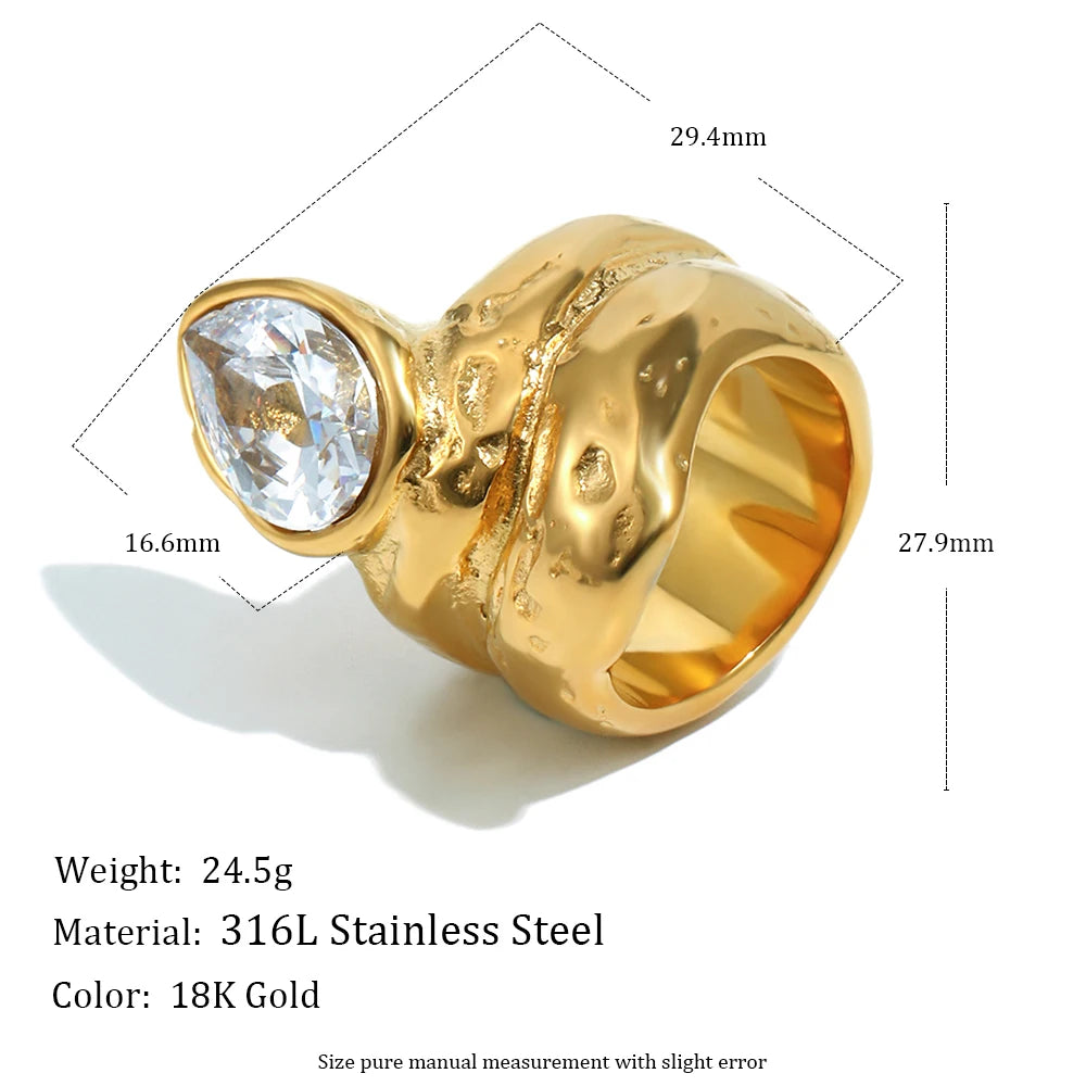Anillo Waterdrop Teardrop Chunky