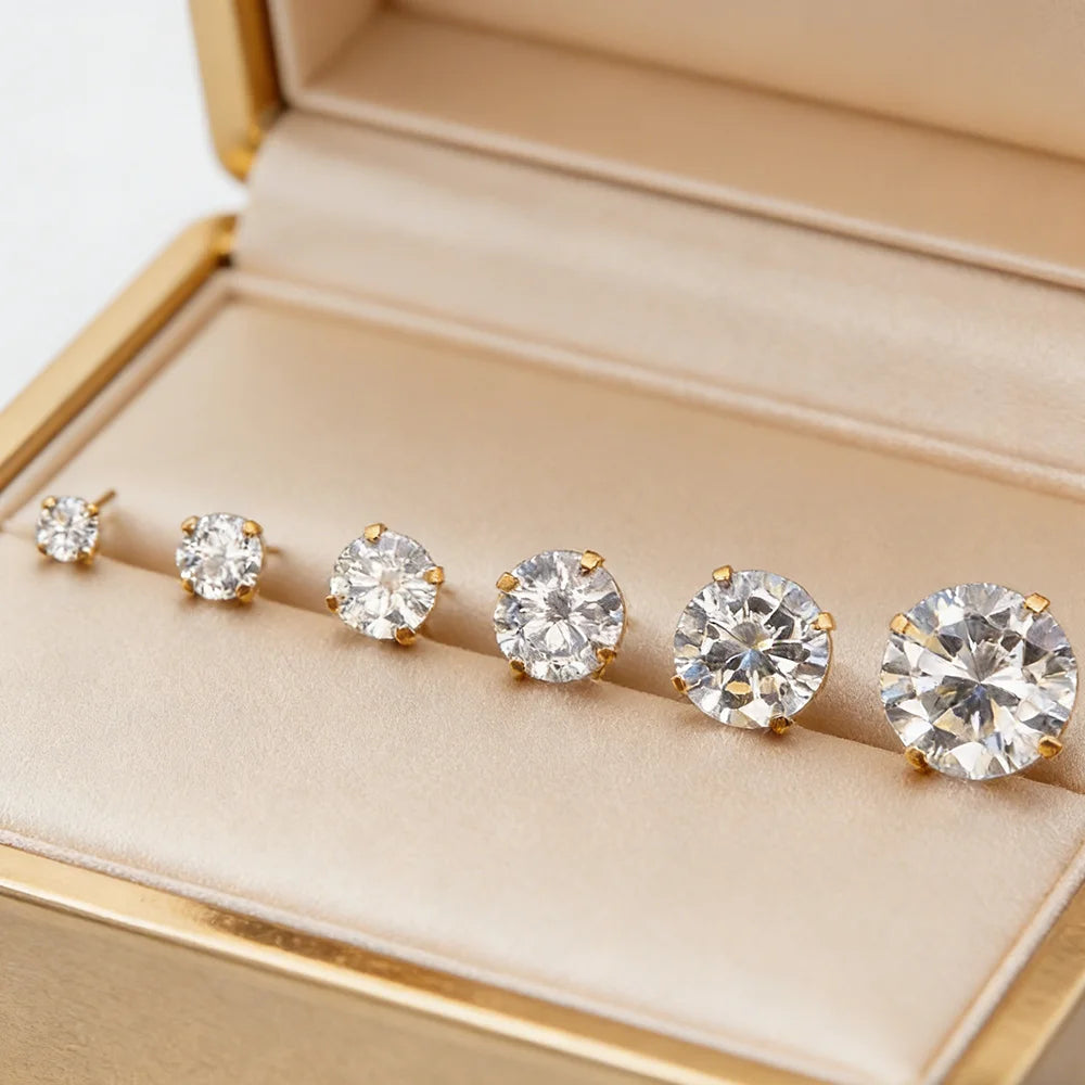 Pendientes Stud Zirconia Brillante
