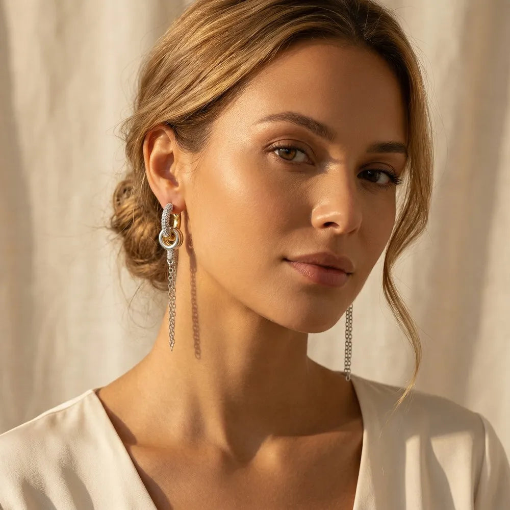Pendientes Cascade Ring Zirconia