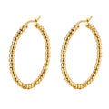 Pendientes AceroPendientes Hoop Mesh & Bead Gold