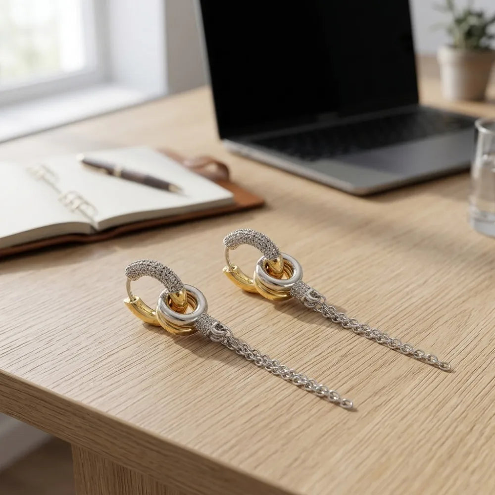 Pendientes Cascade Ring Zirconia