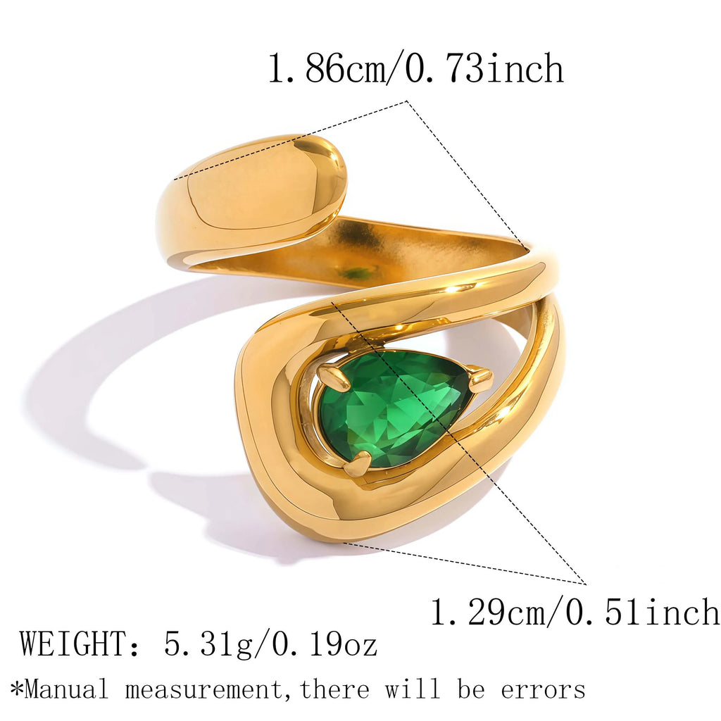 Anillo Wrap Zirconia Green Gold