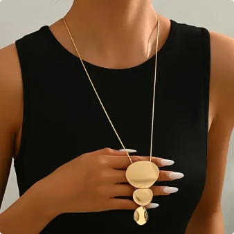 Collar Largo Disques Cascading Gold