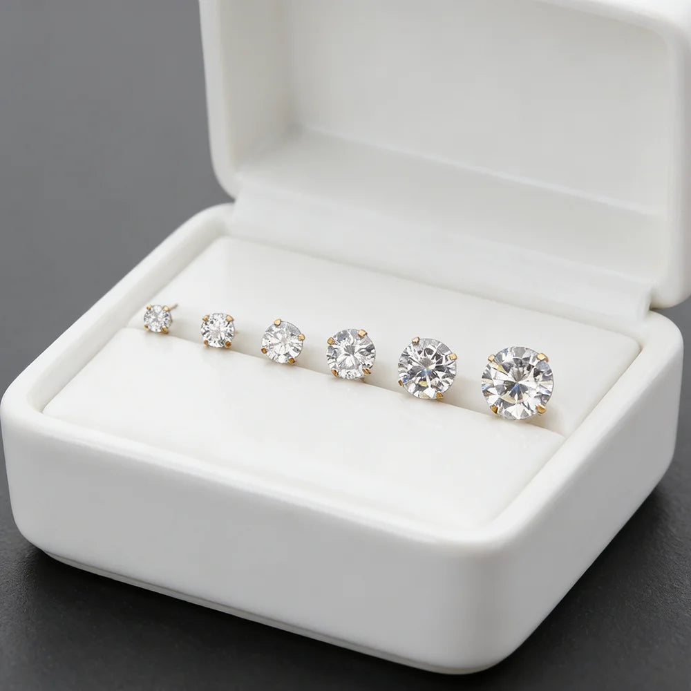 Pendientes Stud Zirconia Brillante