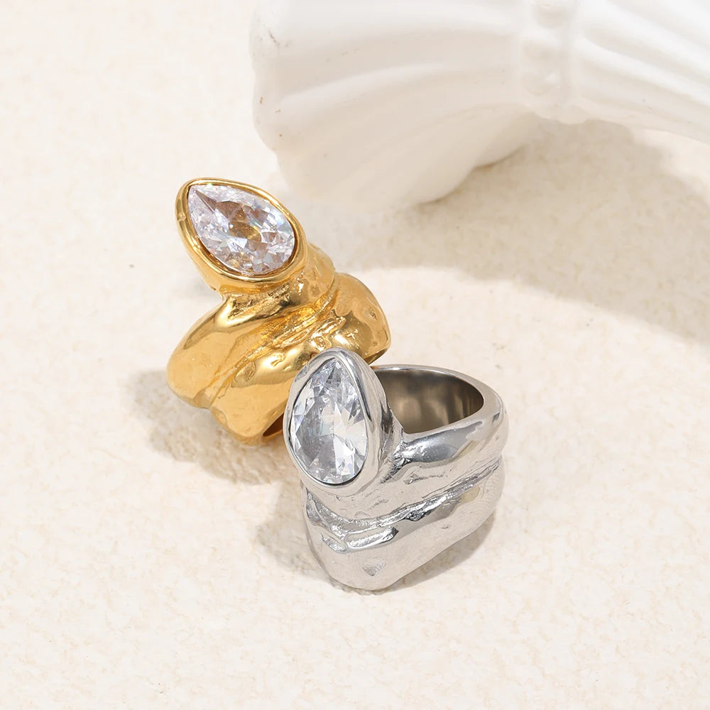 Anillo Waterdrop Teardrop Chunky