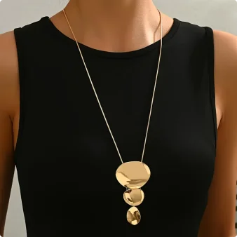 Collar Largo Disques Cascading Gold