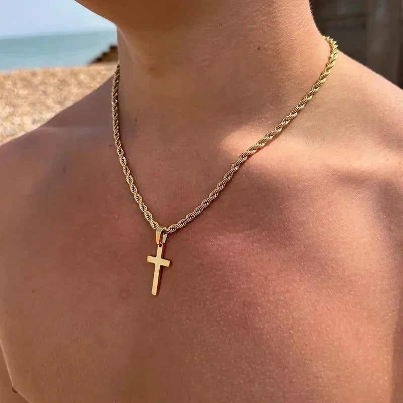 Collar Cross Minimal Rope Chain