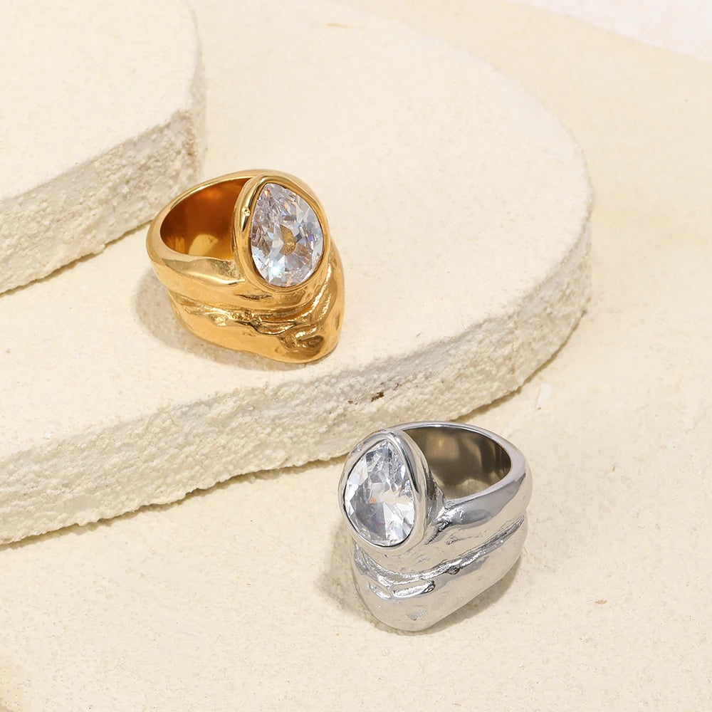 Anillo Waterdrop Teardrop Chunky