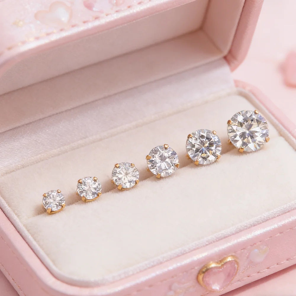 Pendientes Stud Zirconia Brillante